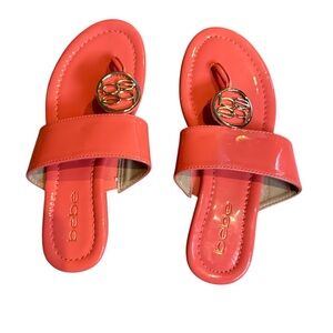 Bebe Coral Sandals with Gold Accent